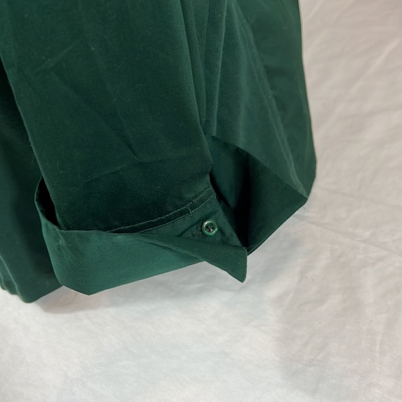 CJ Banks Womens plus size 2X Dr Green button up Blouse 3/4 sleeve stretch sides - Picture 6 of 7